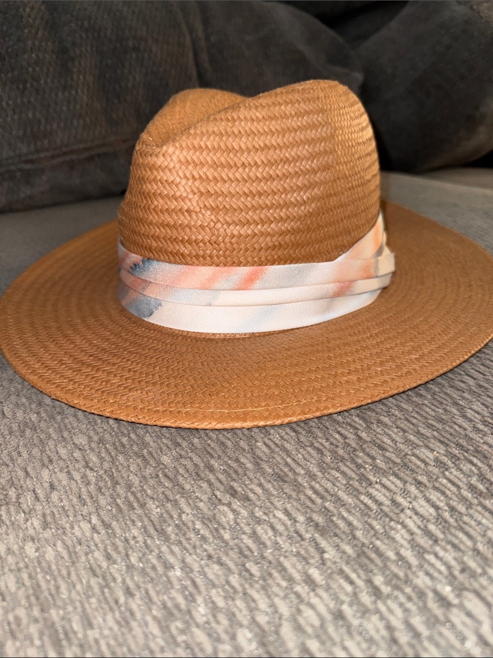 14th & Union Tan Straw Fedora with Pastel Band